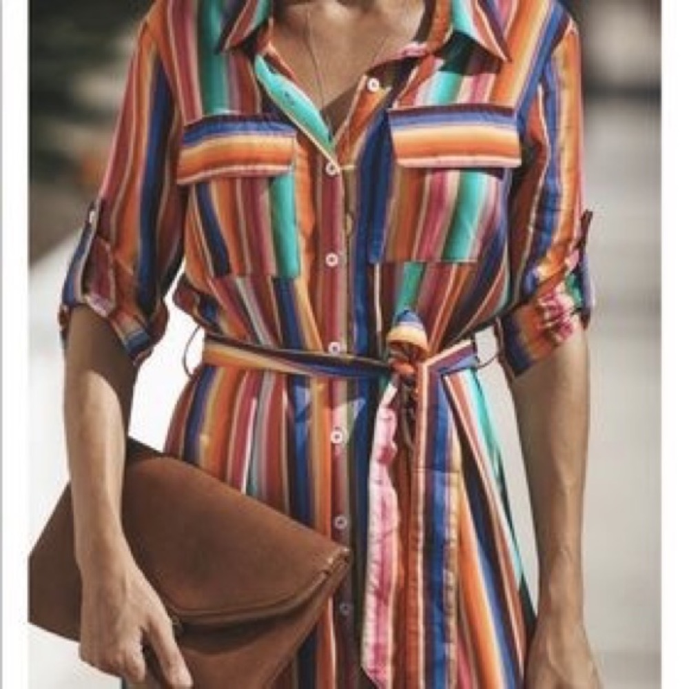 Technicolor Button Down Maxi Dress - Picture 2 of 2